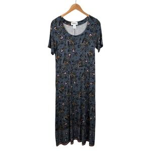The Vermont Country Store Maxi Dress Boho Lagenlook Gray Paisley Size Small Soft